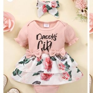 Baby Girl DADDY'S GIRL Graphic Floral Bodysuit Dress